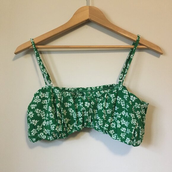 Summer Shamrock Green Bra Top With White Flowers - Picture 11 of 11